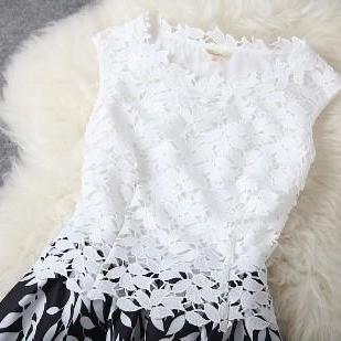 Leaf Lace Embroidered Dress