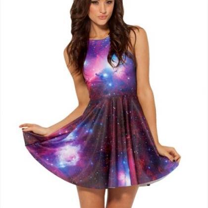 Starry Sky Purple Skater Dress