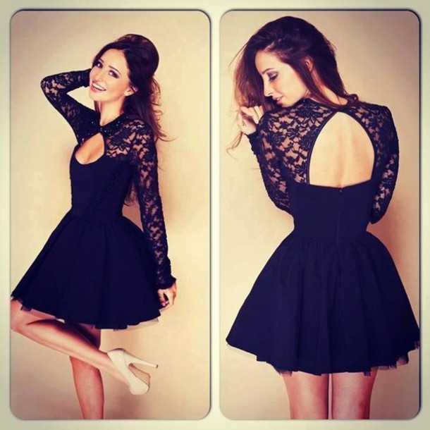 Backless Black Lace Dress